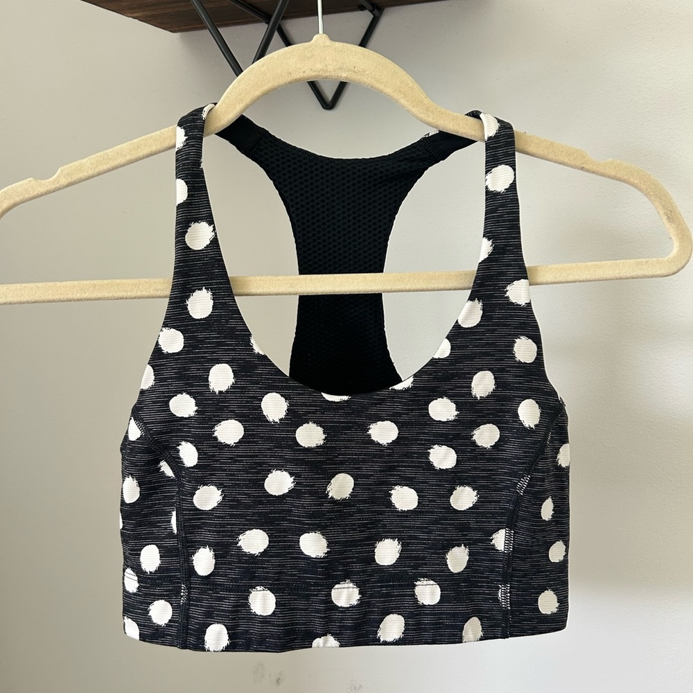 Outdoor Voices Doing Things Sports Bra Black Polka Dot
